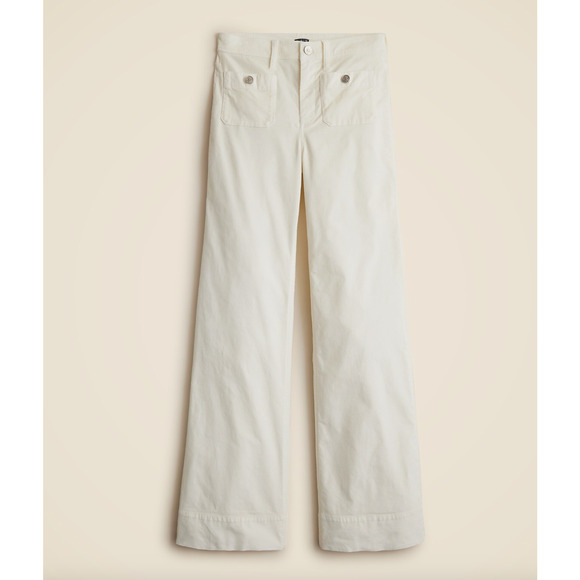 NEW J.Crew Tall Wide Leg Velvet Sailor Trouser High Waist Preppy Ivory US 30 - Picture 5 of 13